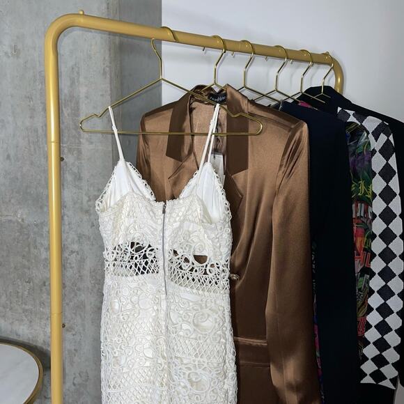 Express Rare Ivory Crocheted Lace Midi Dress - Picture 13 of 15